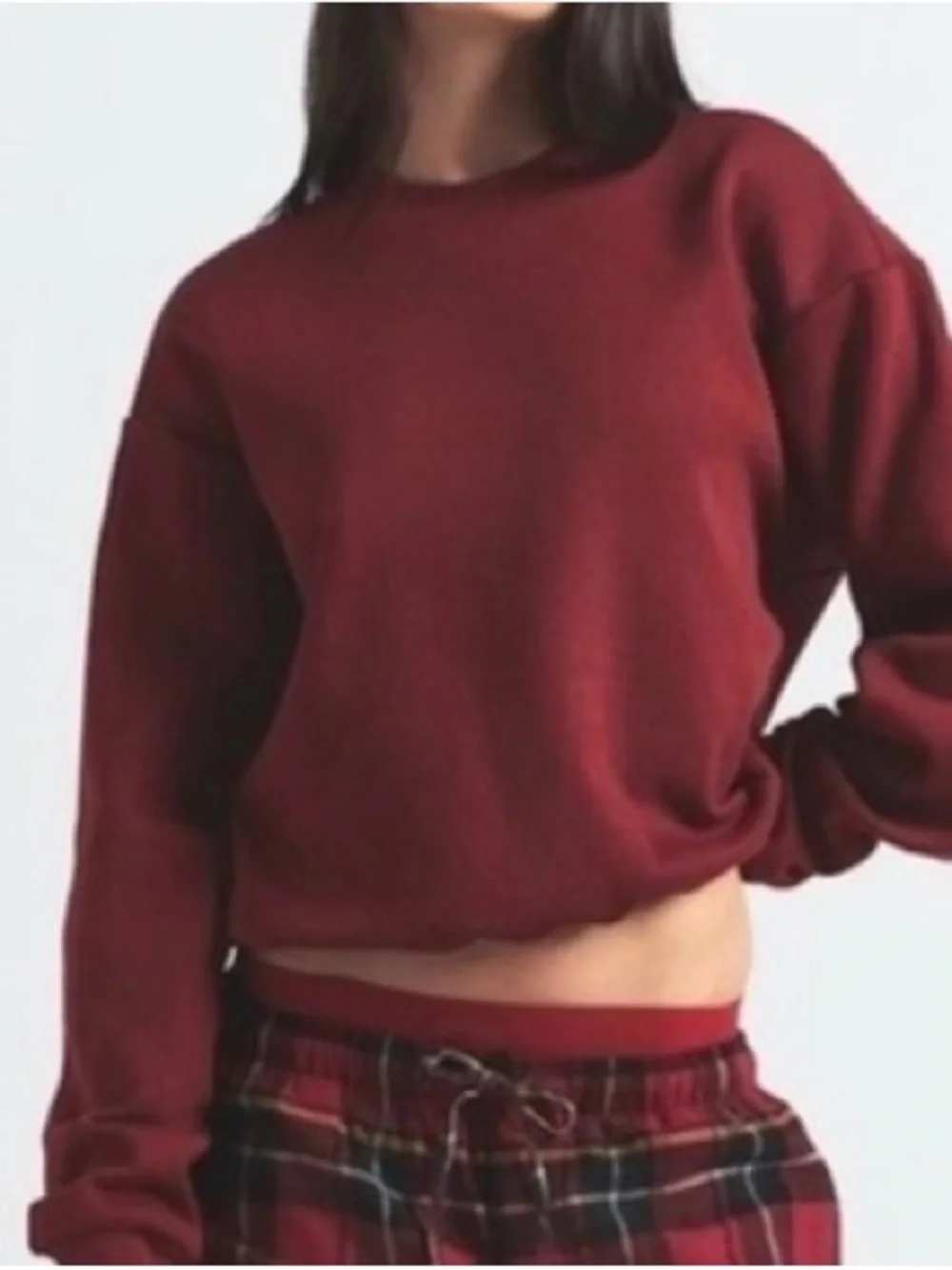 🍷SKIMS Cotton Fleece Classic Crewneck Sweatshirt | Merlot | S | NWT